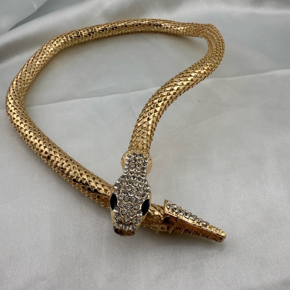 Lux Serpenti serpentine wrap multi diamonds Gold Snake Necklace - Picture 8 of 11
